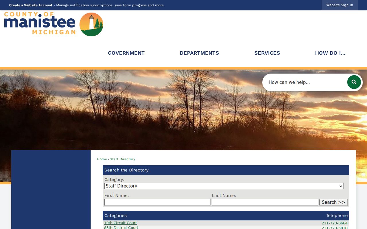 Eastlake criminal records office directory in Manistee County
