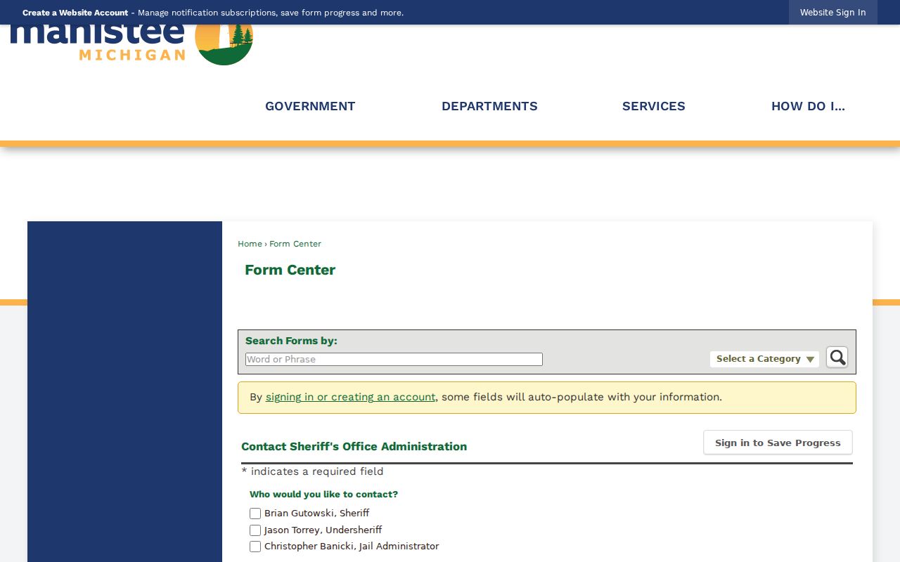 Kaleva criminal history Sheriff contact form in Manistee County