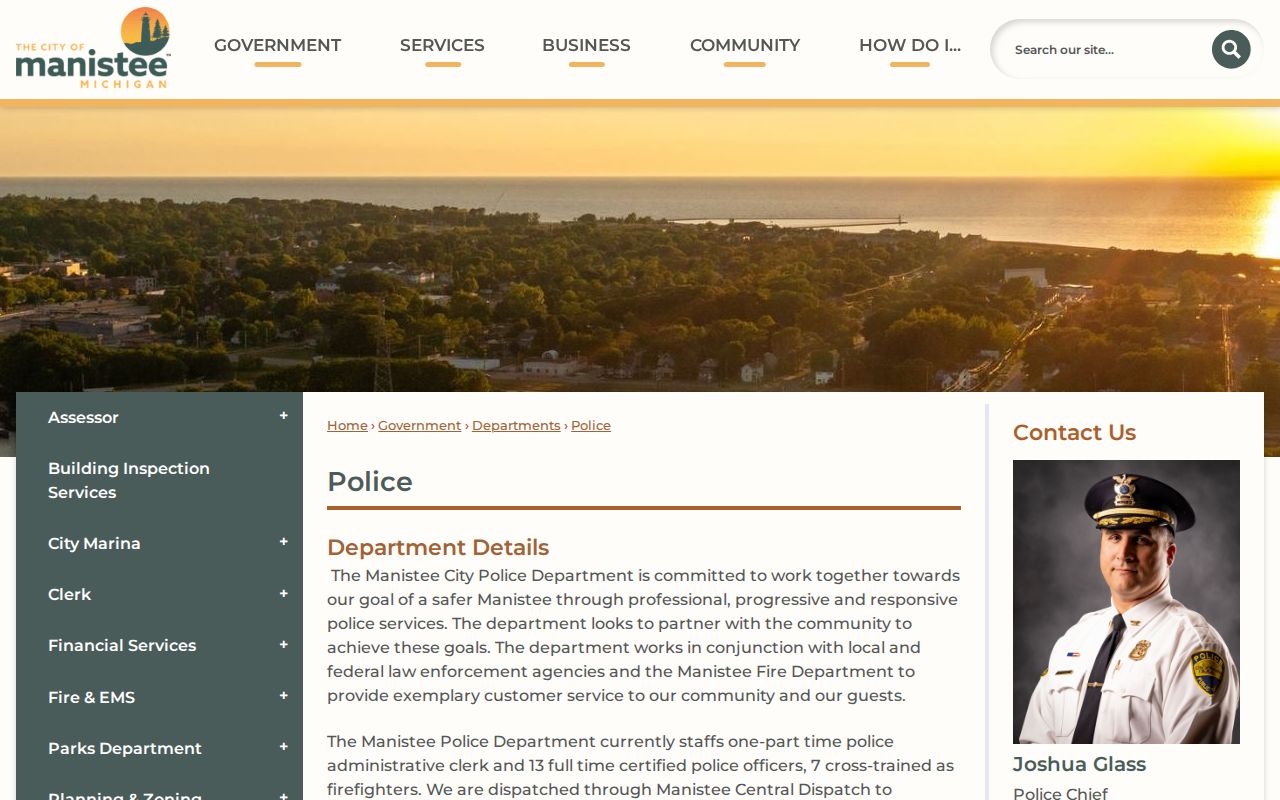 Manistee city criminal records Police Department page in Manistee County