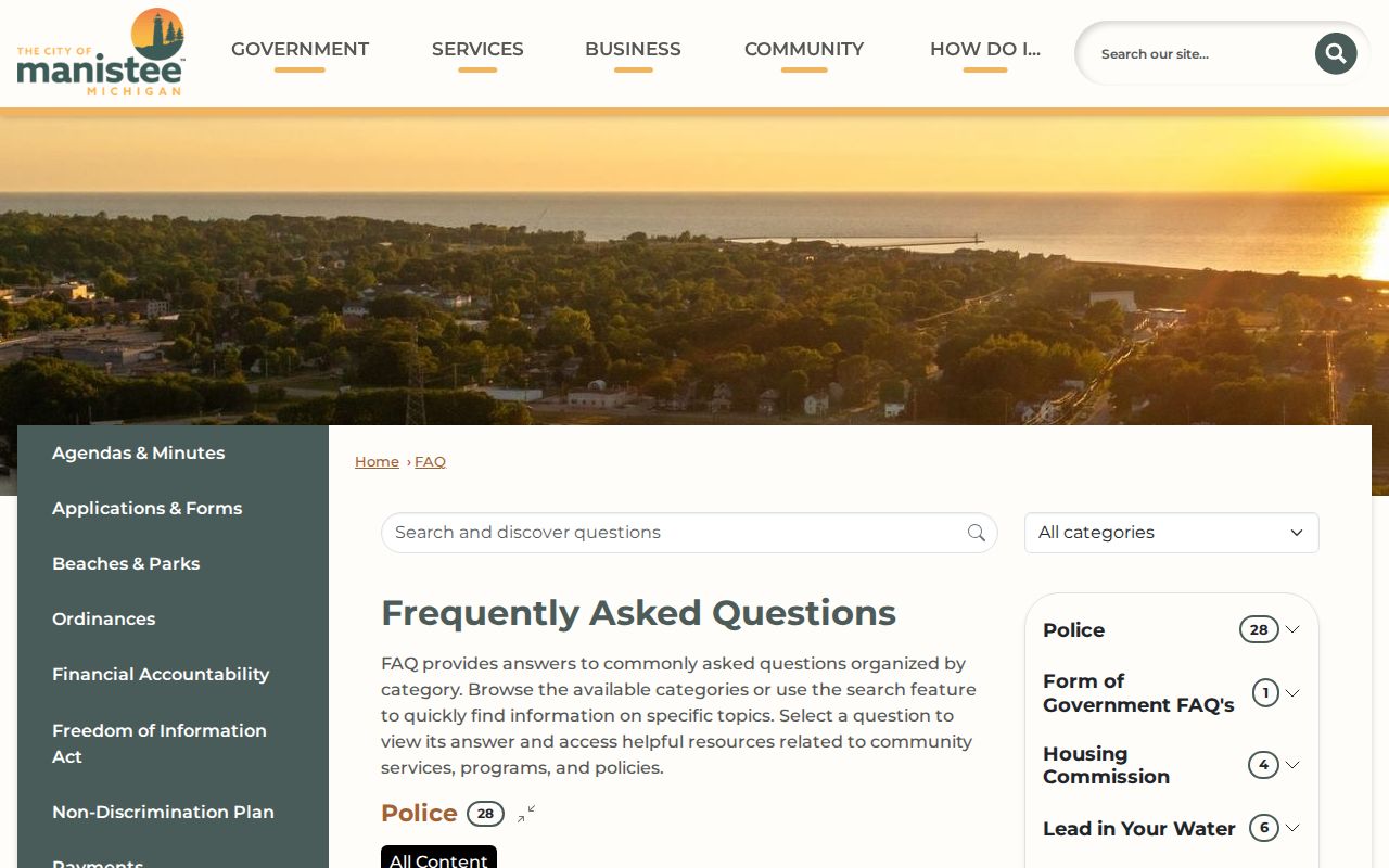 Manistee city criminal history police FAQ in Manistee County