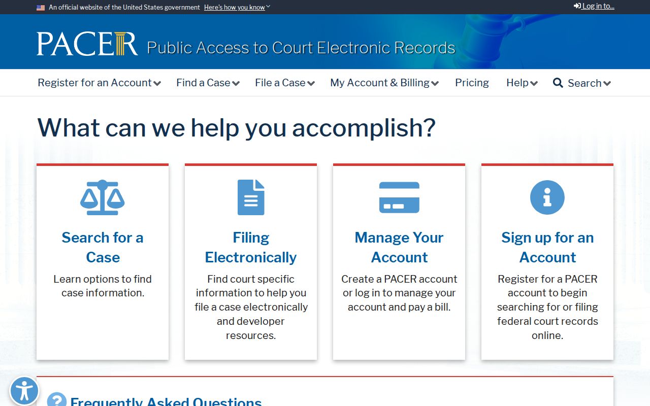 PACER federal court record access for cases from Manistee County
